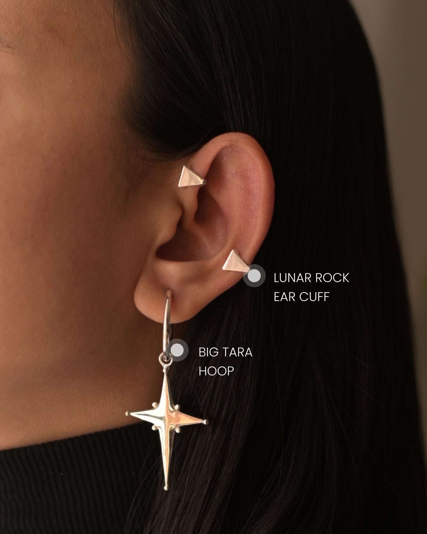 Big Tara Hoop + 2 Pair of Lunar Rock Ear Cuff