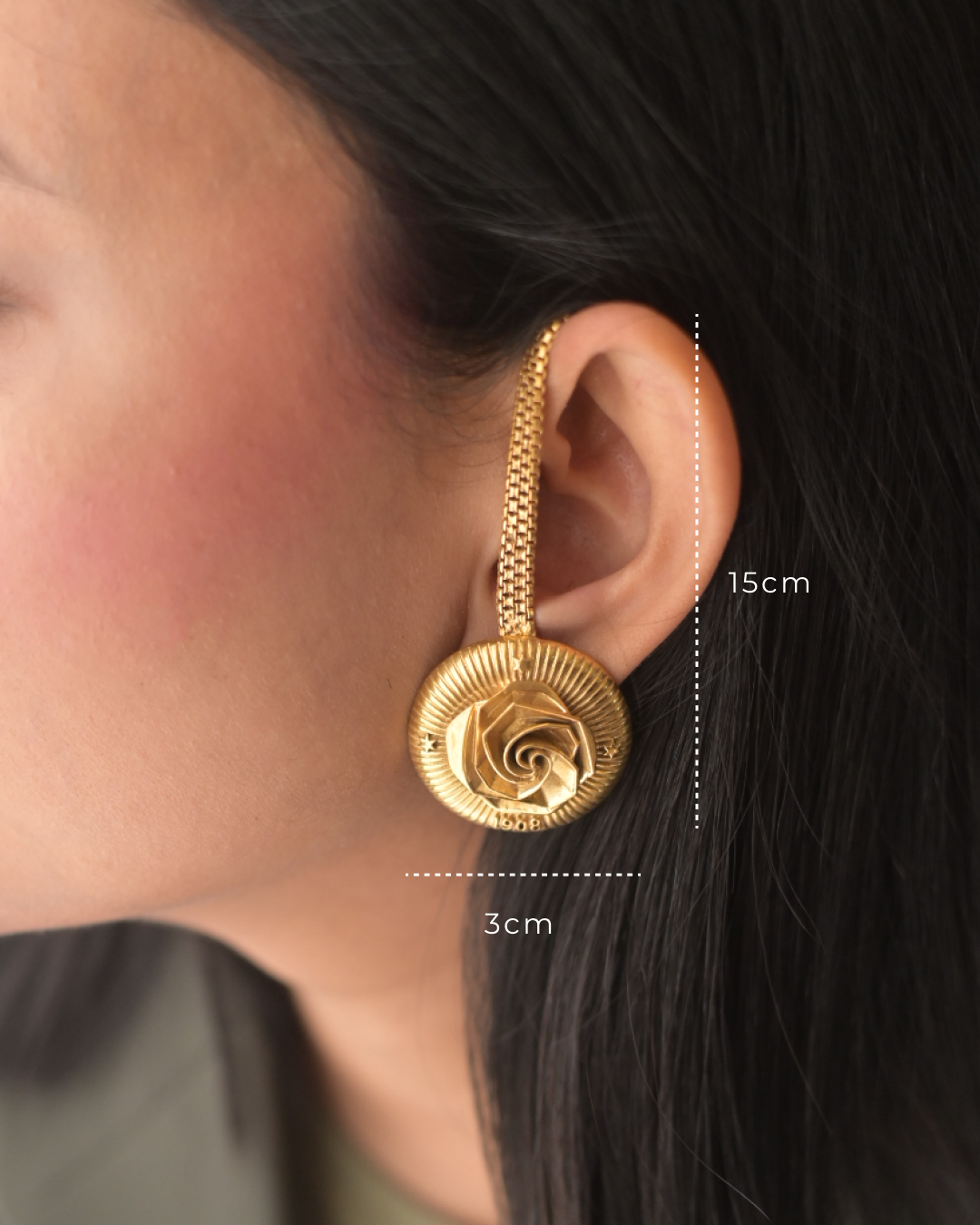 British Rose Stud with Chain