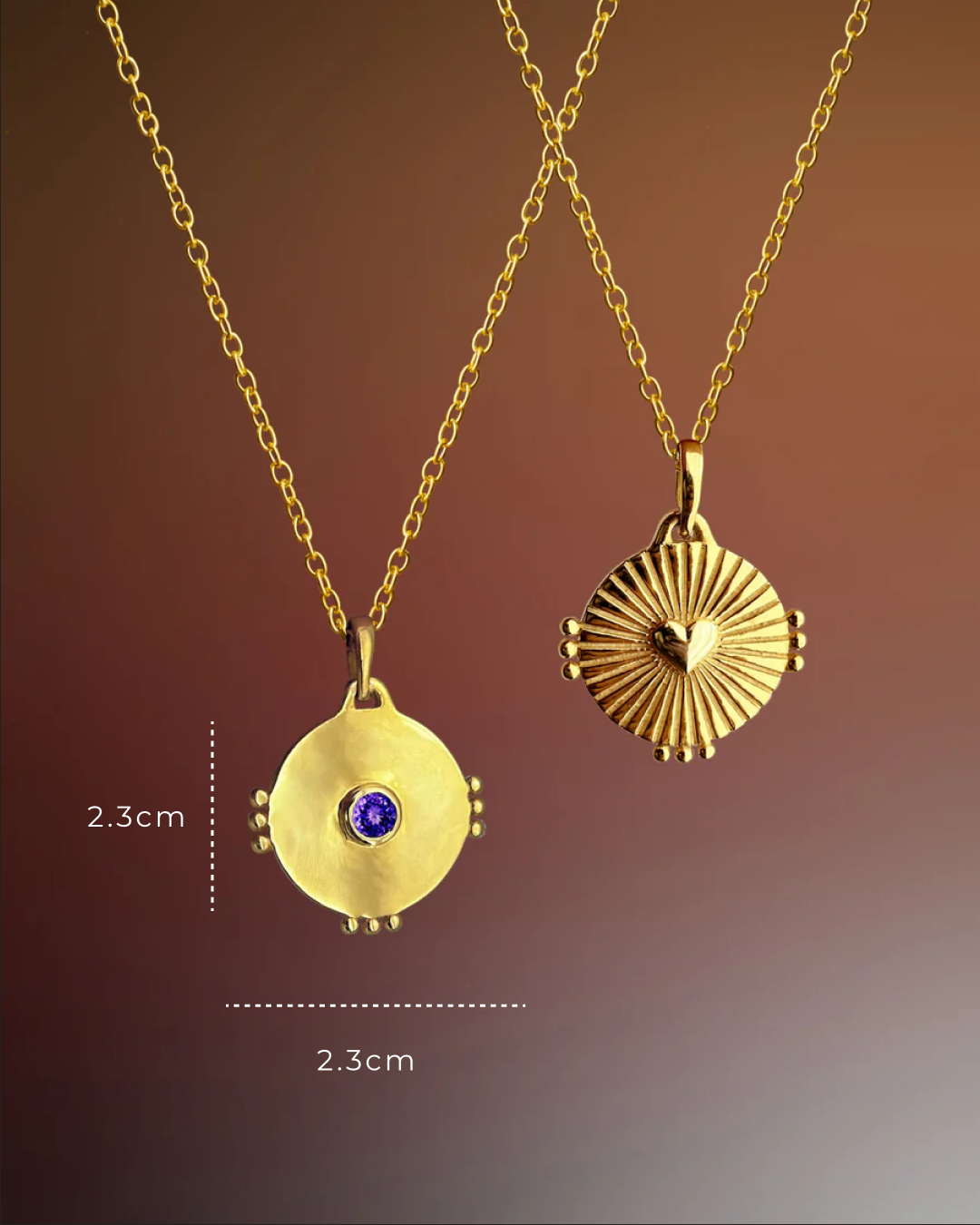 Double Sided Aura Charm Pendant with Chain