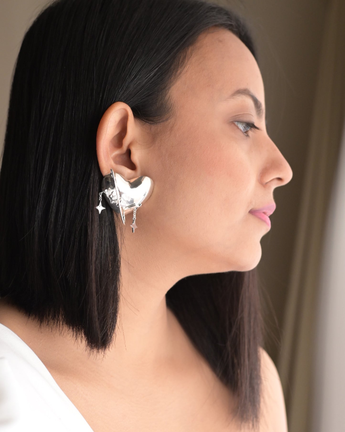 Heart of Gold Typographic Statement Earrings