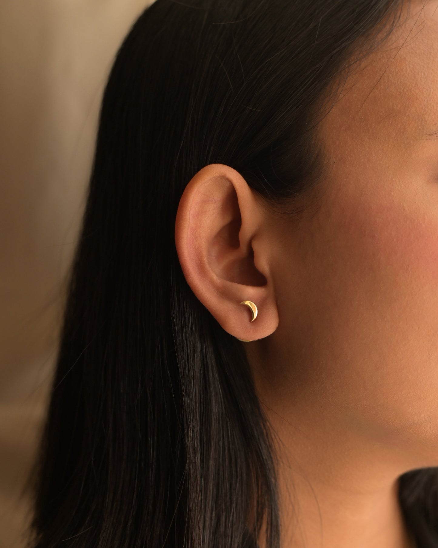 Crescent Moon Stud Earrings