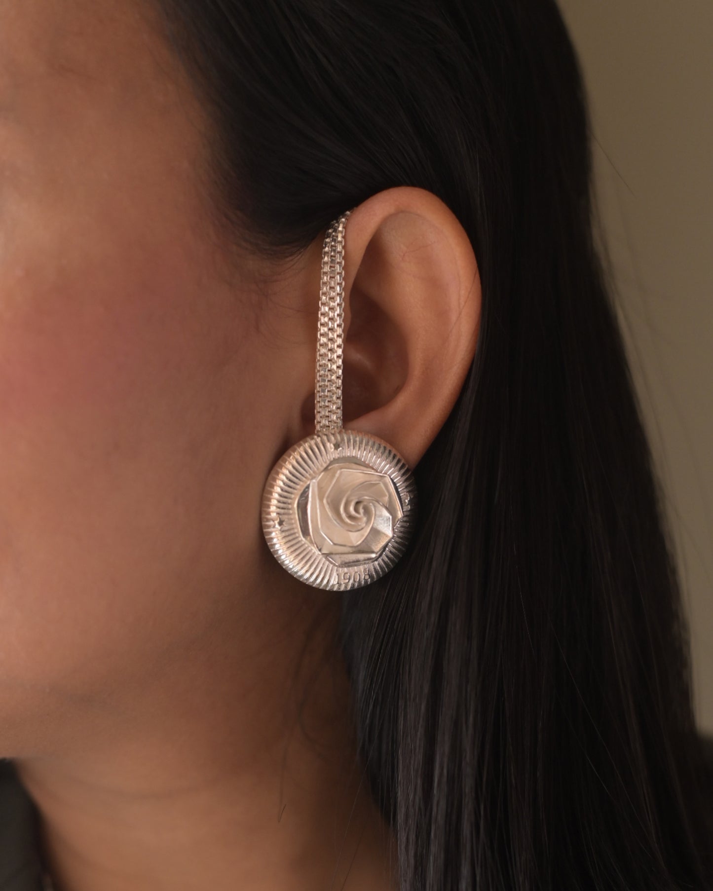 British Rose Stud with Chain