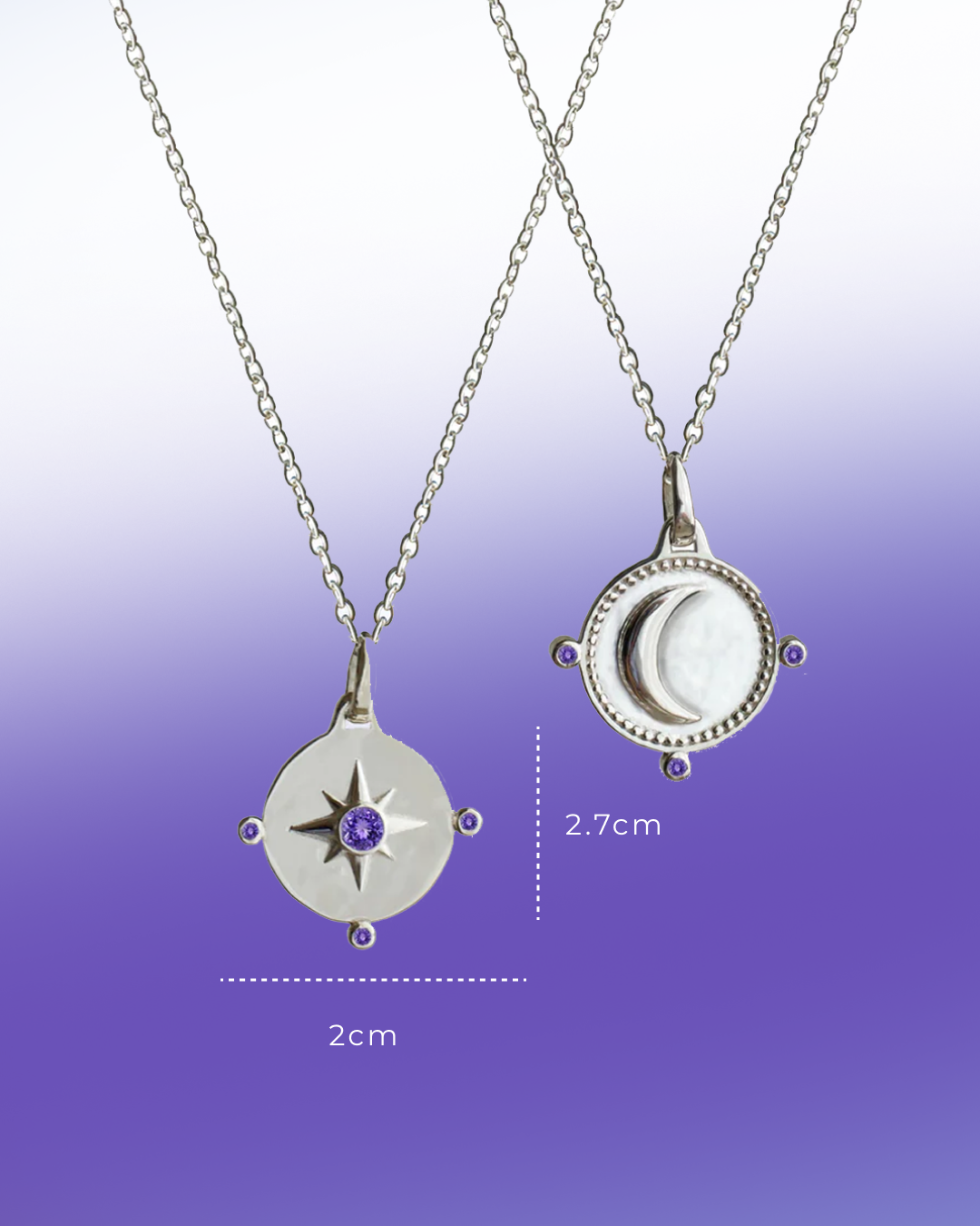 Starry Night Double Sided Charm Pendant with Chain