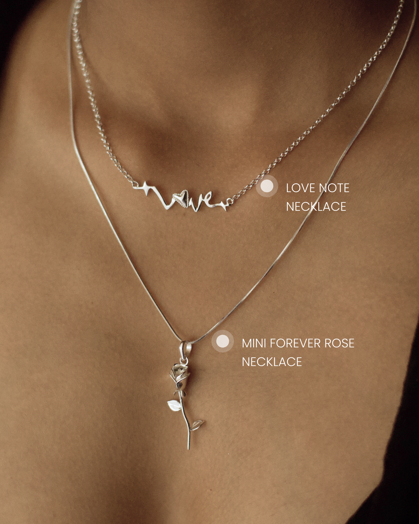 Love Note + Mini Forever Rose Necklace