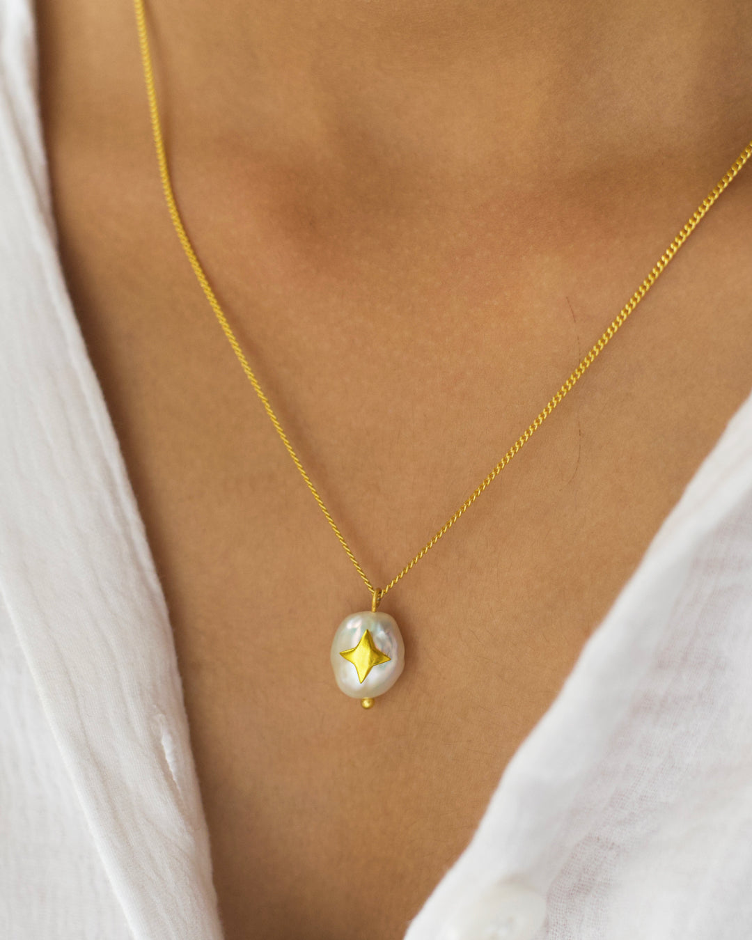 Cosmic Pearl Sterling Silver Pendant with Chain
