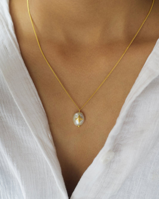 Cosmic Pearl Sterling Silver Pendant with Chain