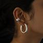 Silver plated styled earring combo with hoop earring and earcuff