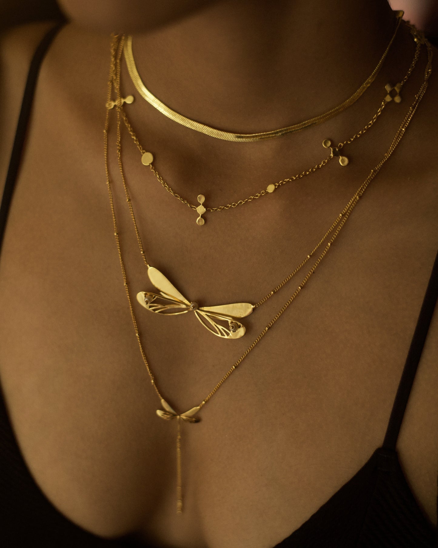 Dragonfly + Phul Pata + Moon Glade Necklaces