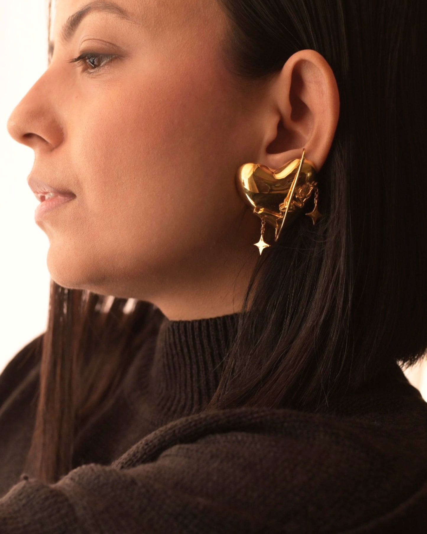 Heart of Gold Typographic Statement Earrings