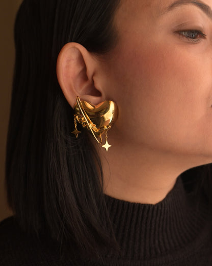 Heart of Gold Typographic Statement Earrings