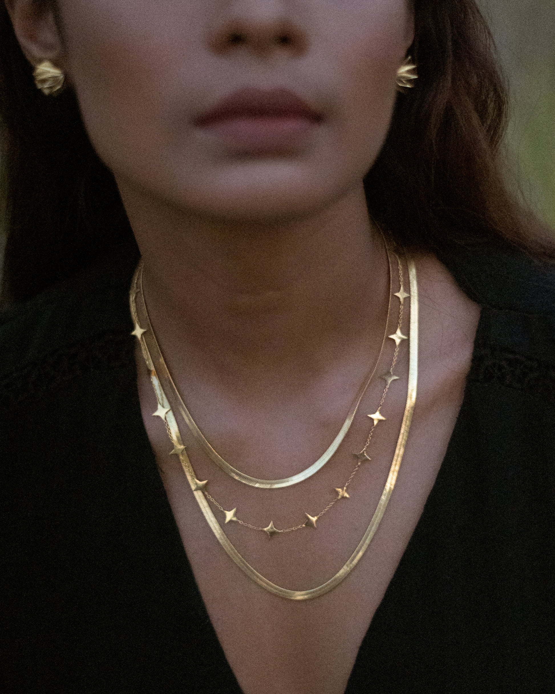 Fine gold starry necklace for women 