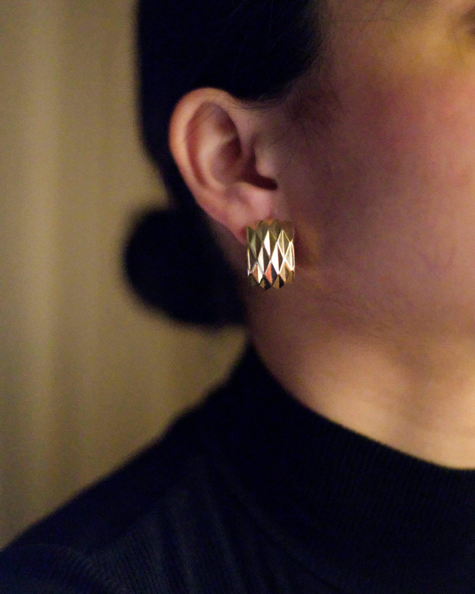 Modern Gold Lunar rock stud earrings