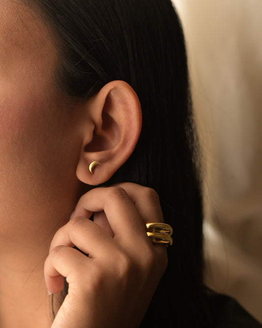 Crescent Moon Stud Earrings