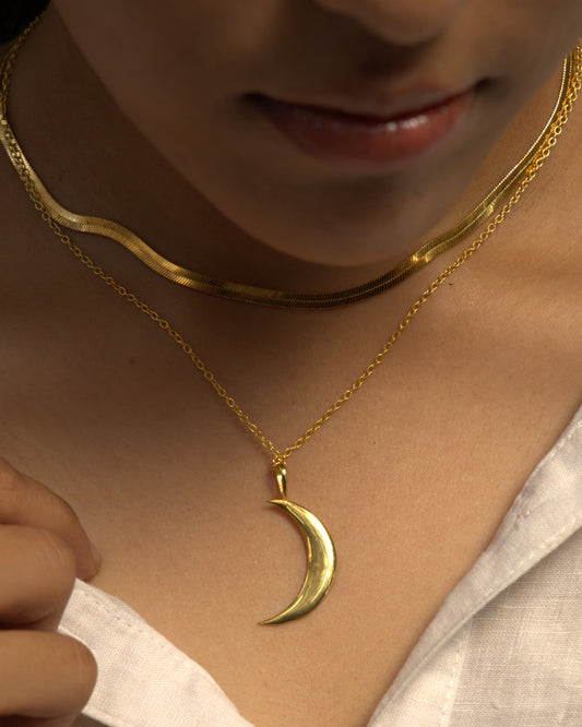 Crescent Moon Pendant with Chain + Moon Glade Necklace