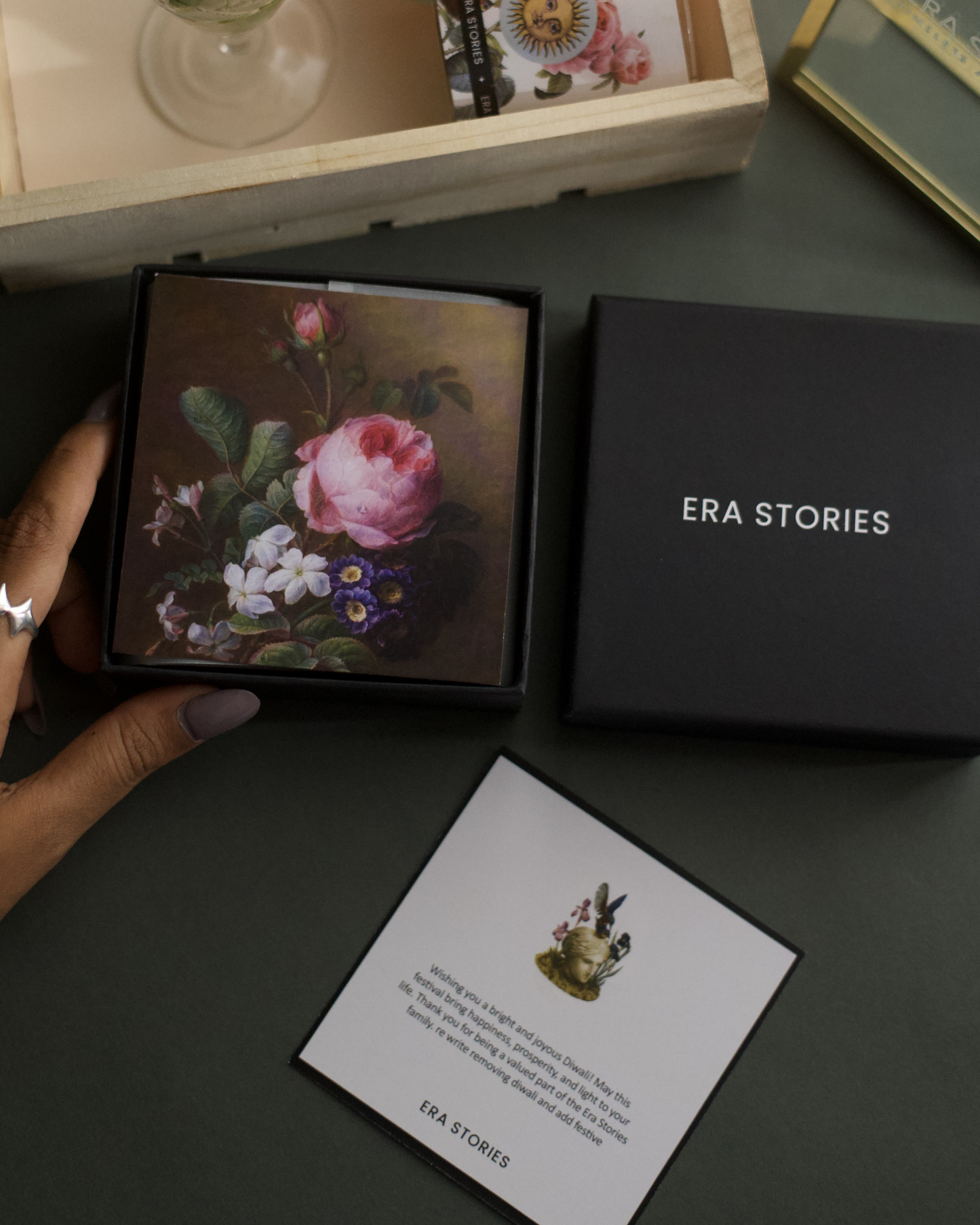 Era Stories's luxury packaging with thank you card 