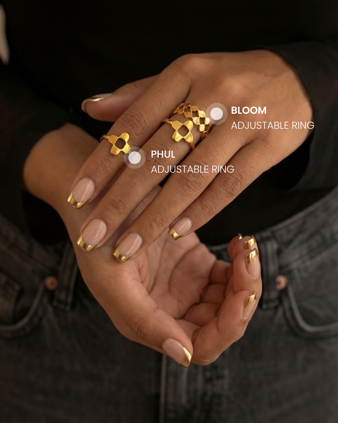 Bloom Ring + 2 Phul Rings (adjustable)