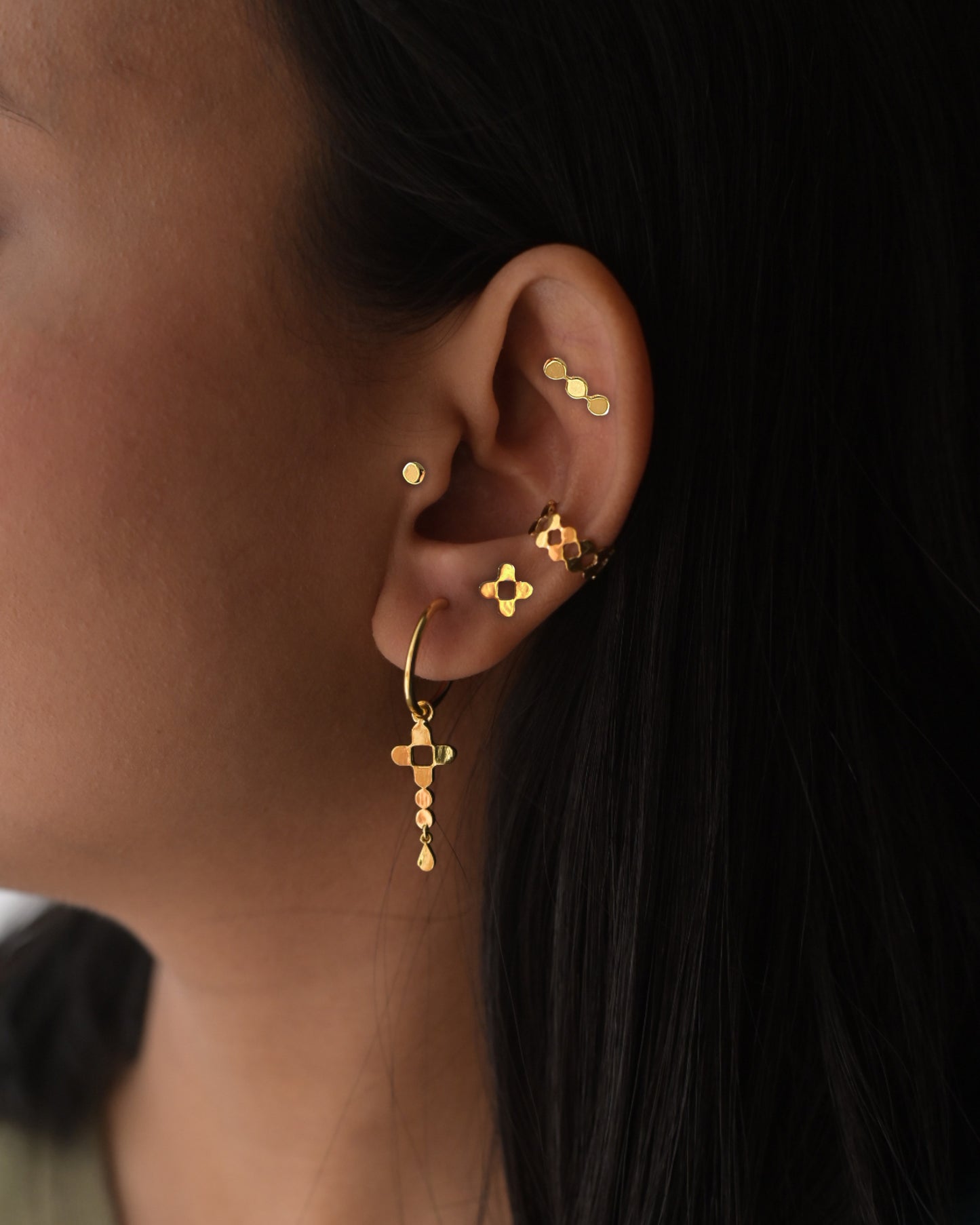 Phul Pata Drop Earrings + Phul Stud + Phul Ear Cuff + Dew Drop Stud + Morning Dew Stud