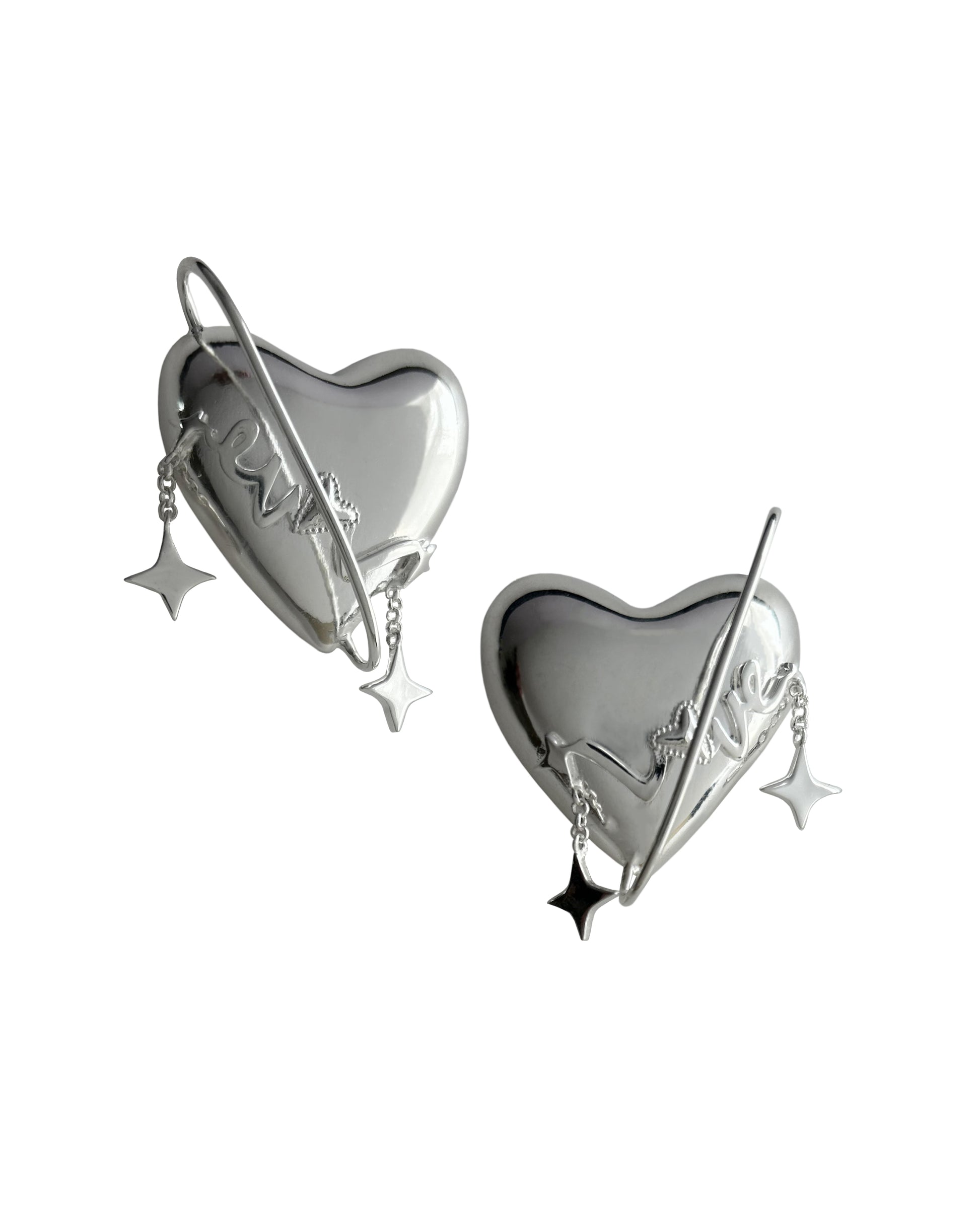 Fine silver heart earrings 