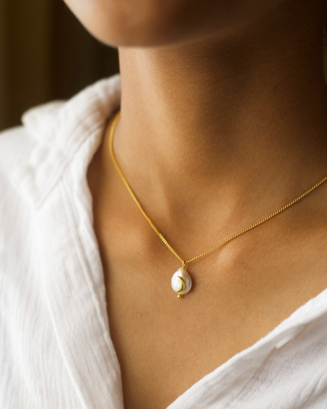 Lunar Ocean Sterling Silver Pendant with Chain