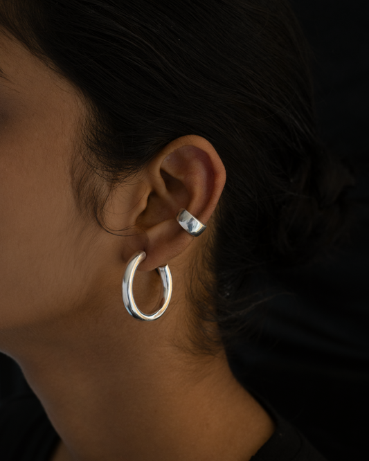Arc Hoop Small + Pebble Ear Cuff