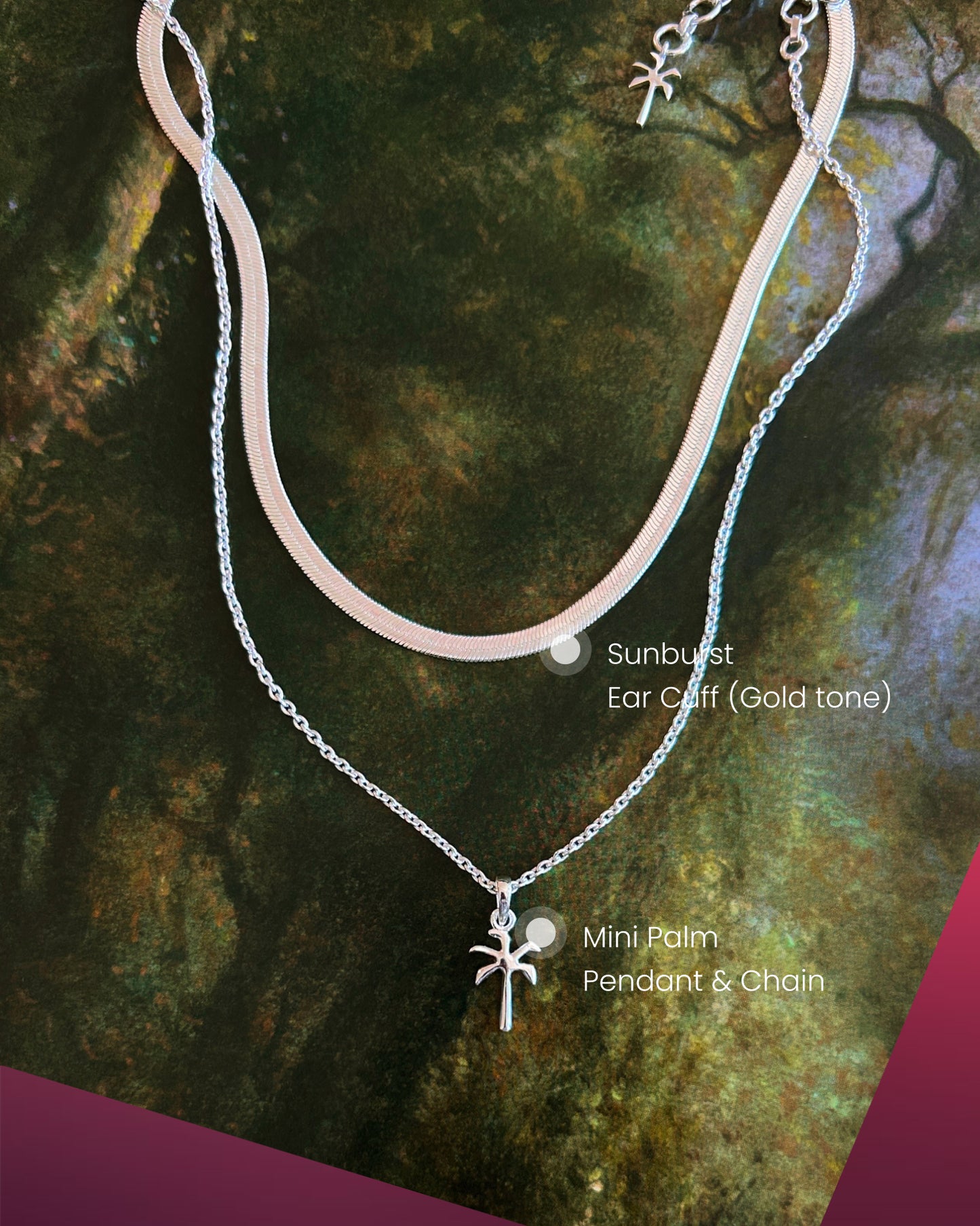 Mini Mystic Palm Pendant + Moon Glade Necklace
