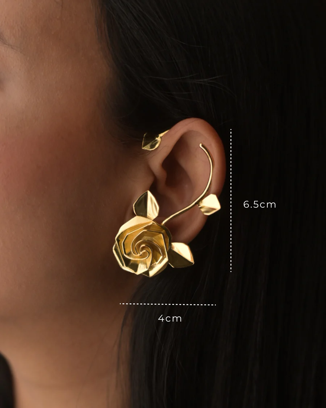 Statement earring for women with intricate rose motif with dimension