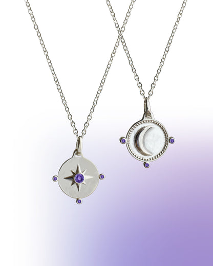 Modern Starry night double sided charm fashion statement silver pendants for women
