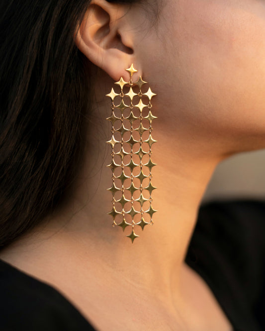 Modern Star Drizzle gold drop earrings for women